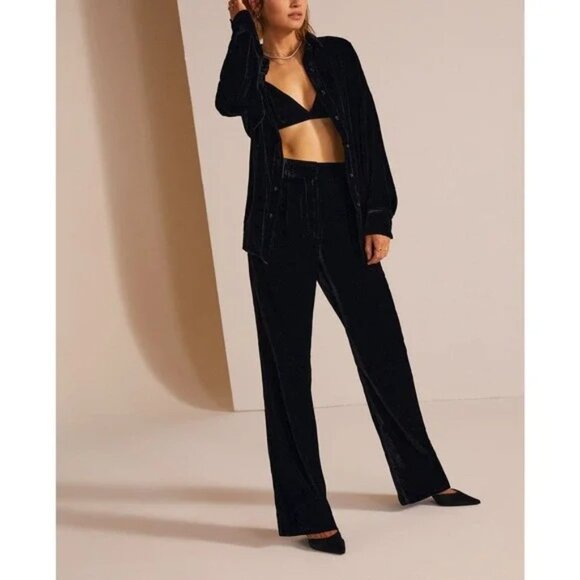 Favorite Daughter the Velvet Favorite Pants Trousers Black Size 8 Wide Leg - Picture 5 of 13